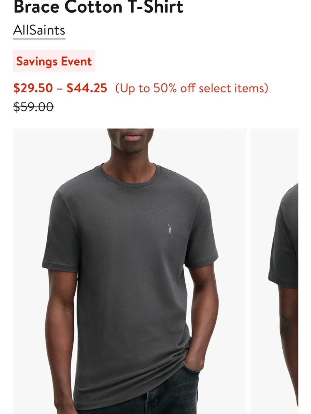All Saints Brace Cotton T-Shirt - Charcoal
